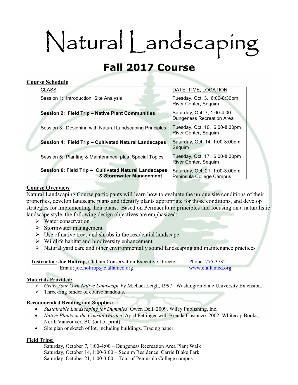 Natural Landscaping Short Course