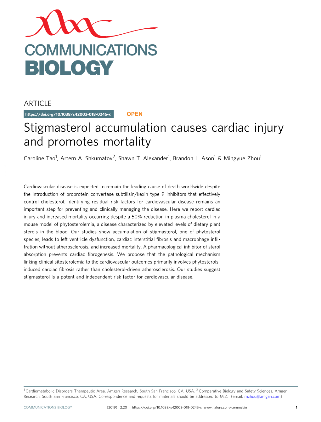 Stigmasterol Accumulation Causes Cardiac Injury and Promotes Mortality