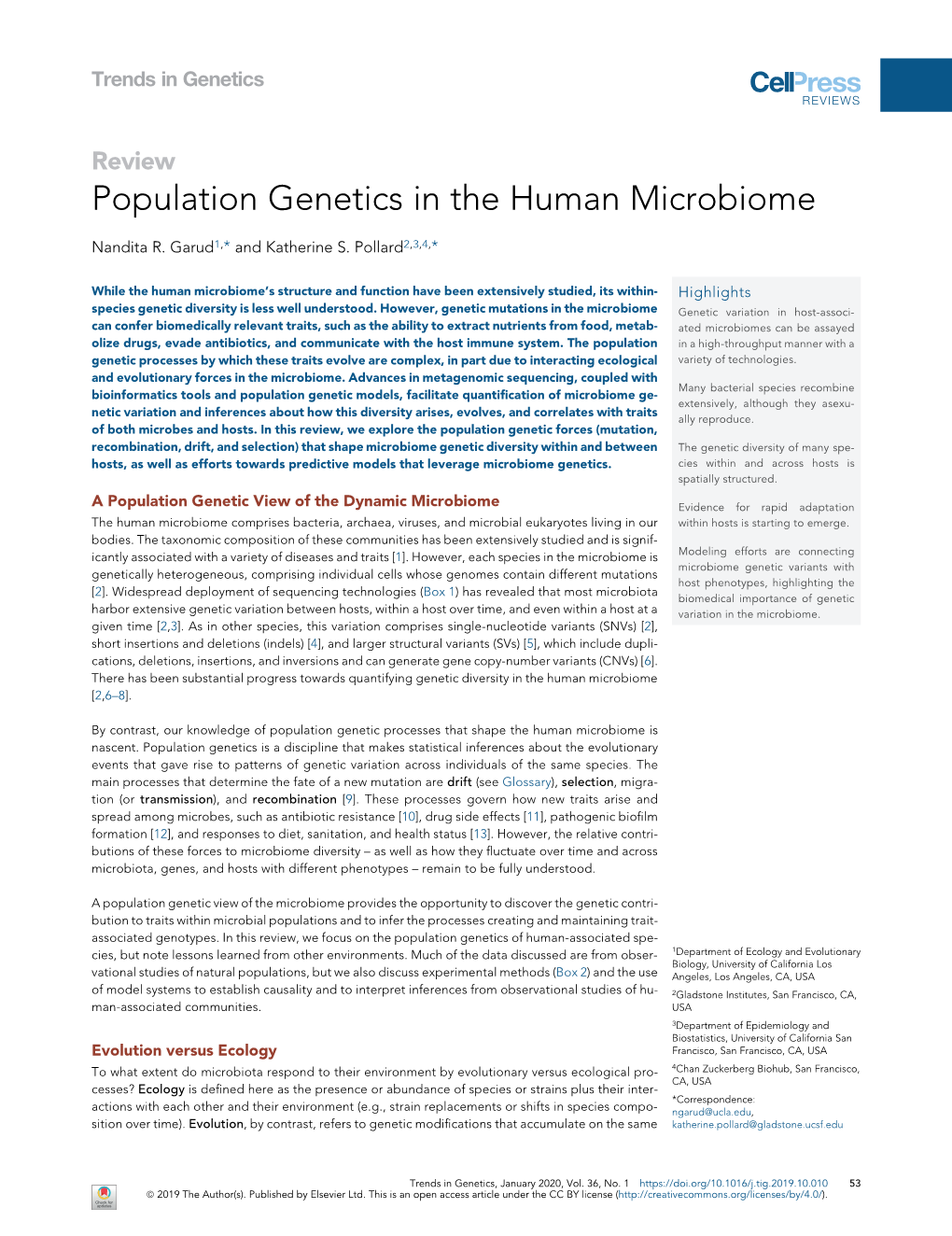 Population Genetics in the Human Microbiome