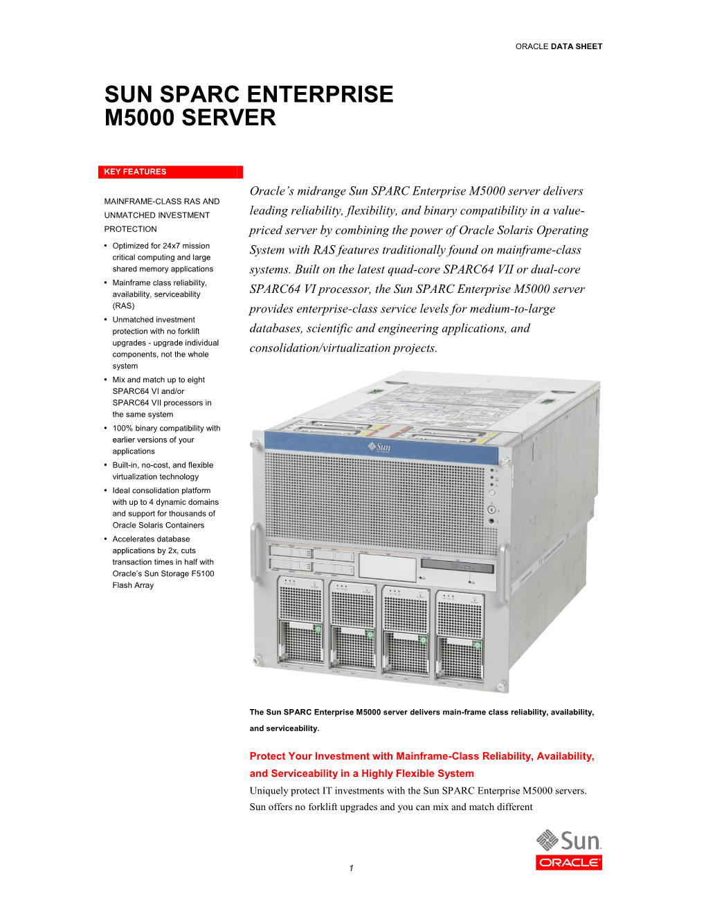 Sun SPARC Enterprise M5000 Server Data Sheet