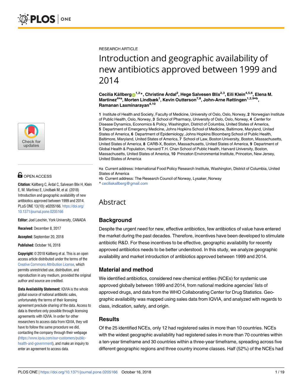 Introduction and Geographic Availability of New Antibiotics Approved Between 1999 and 2014