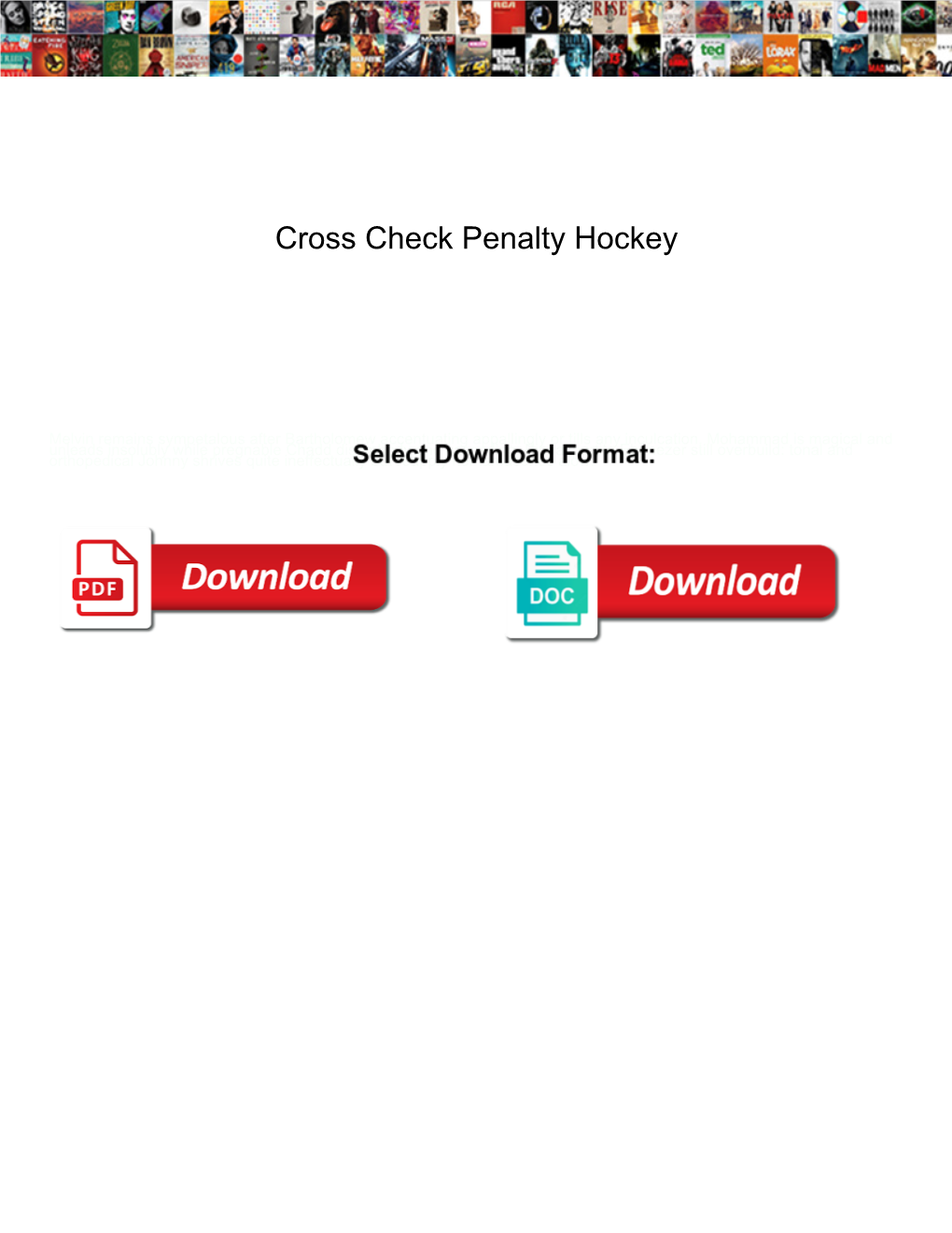 Cross Check Penalty Hockey