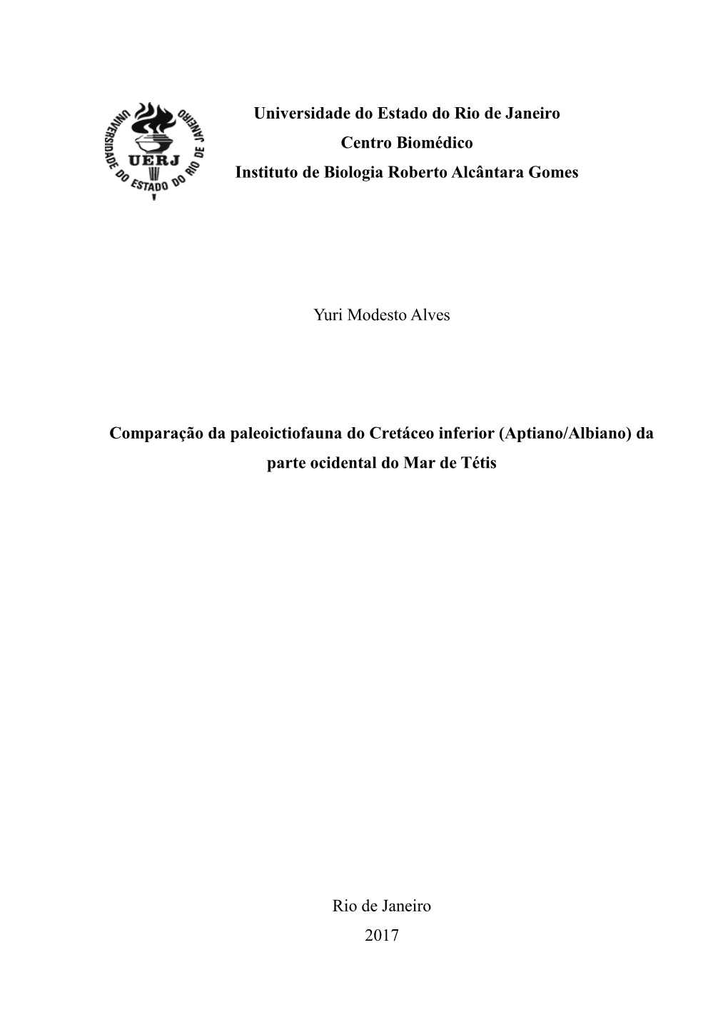 Yuri Modesto Alves Comparação Da Paleoictiofauna Do