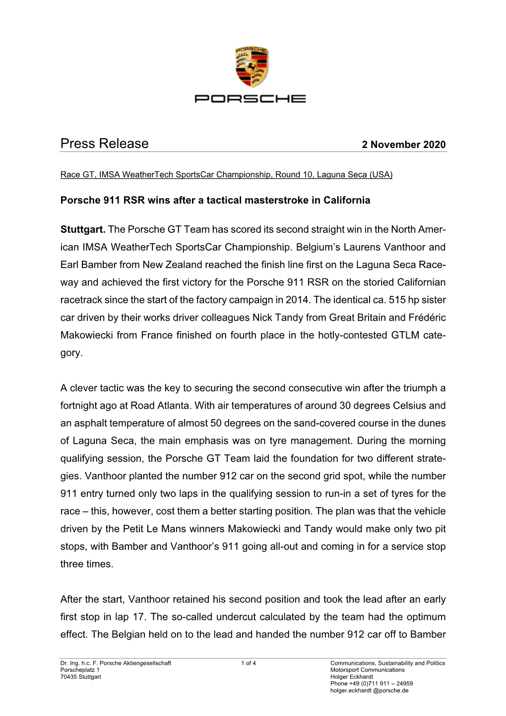 Press Release 2 November 2020