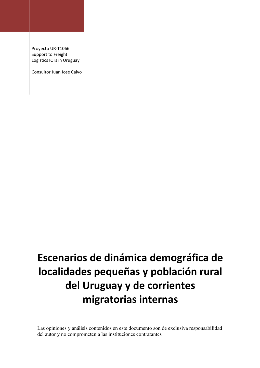 Escenarios De Dinámica Demográfica De Localidades Pequeñas Y