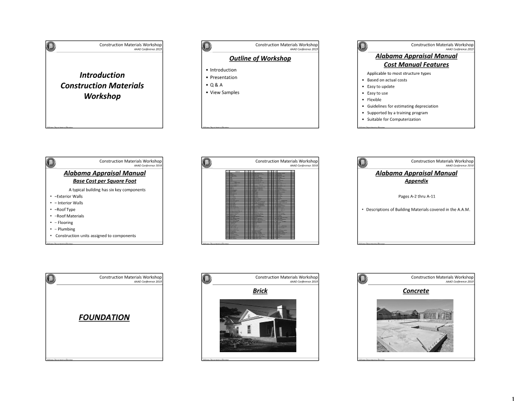 Introduction Construction Materials Workshop FOUNDATION