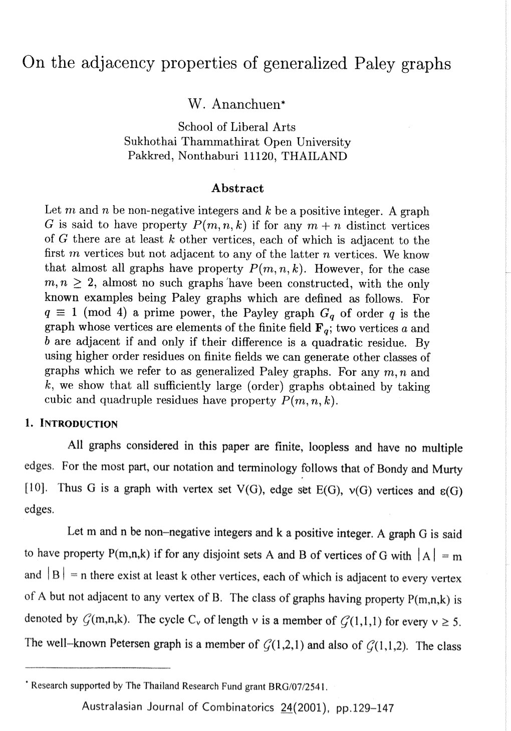 On the Adjacency Properties of Generalized Paley Graphs