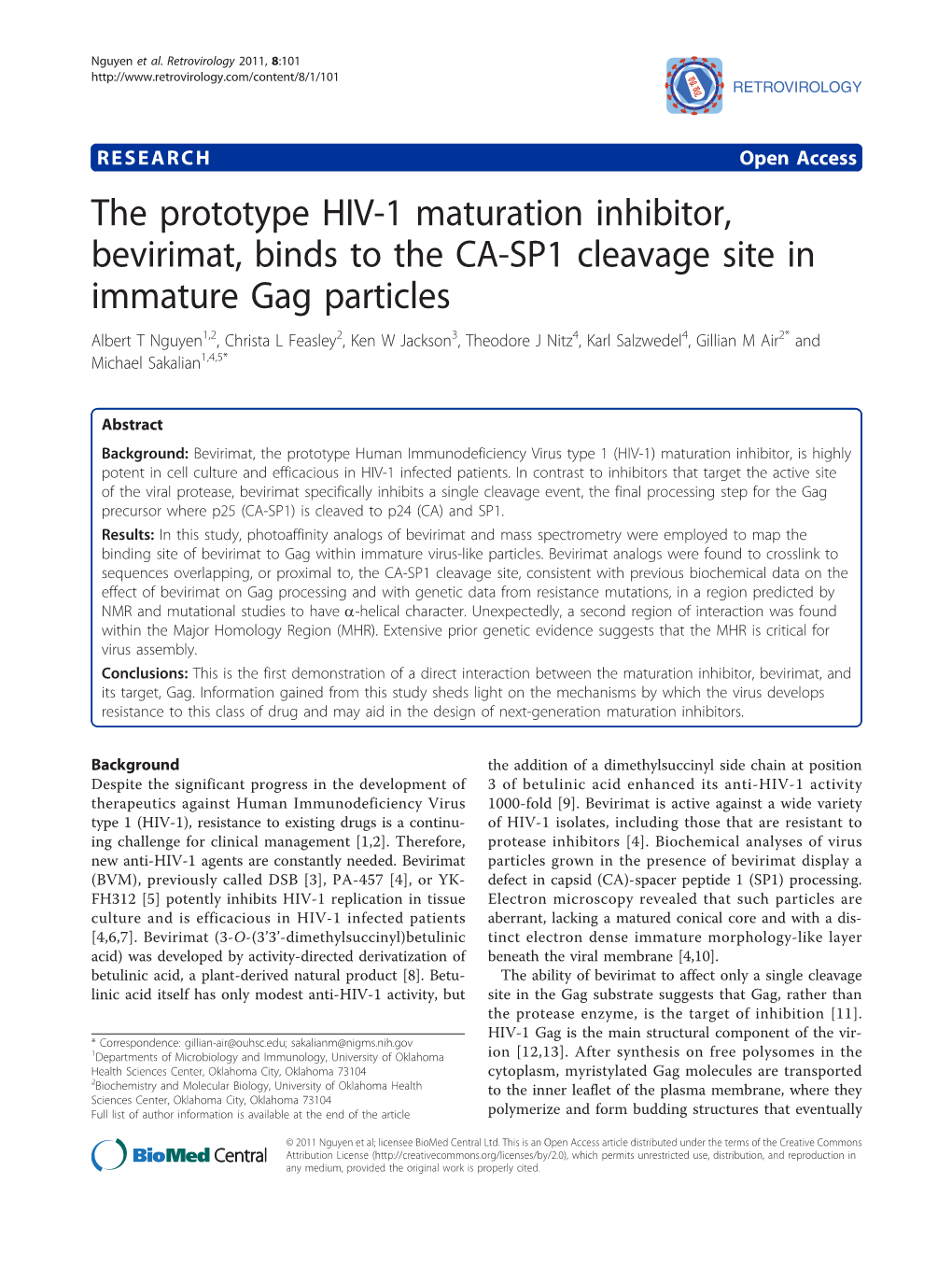 The Prototype HIV-1 Maturation Inhibitor, Bevirimat, Binds to the CA