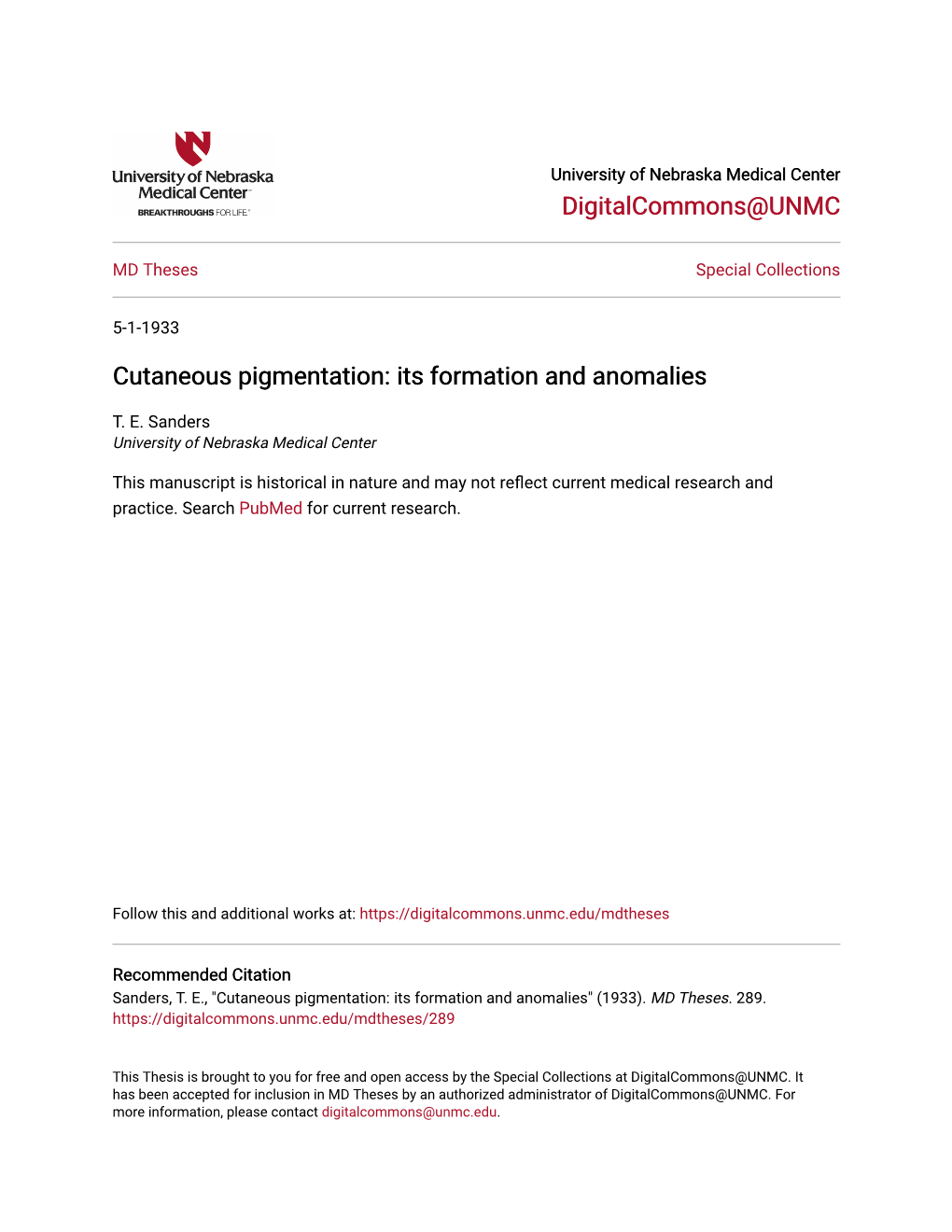 Cutaneous Pigmentation: Its Formation and Anomalies