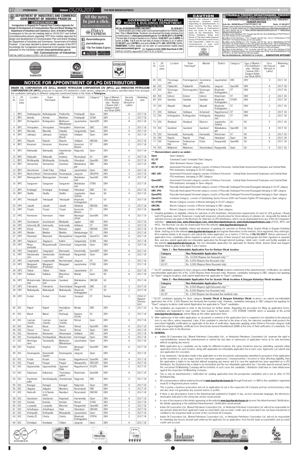 Notice for Appointment of Lpg Distributors