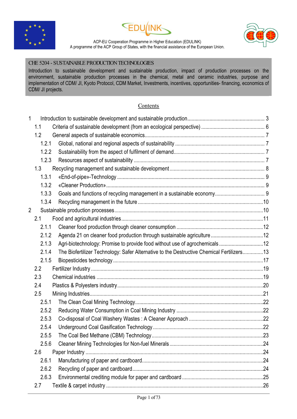 Sustainable Production Technologies