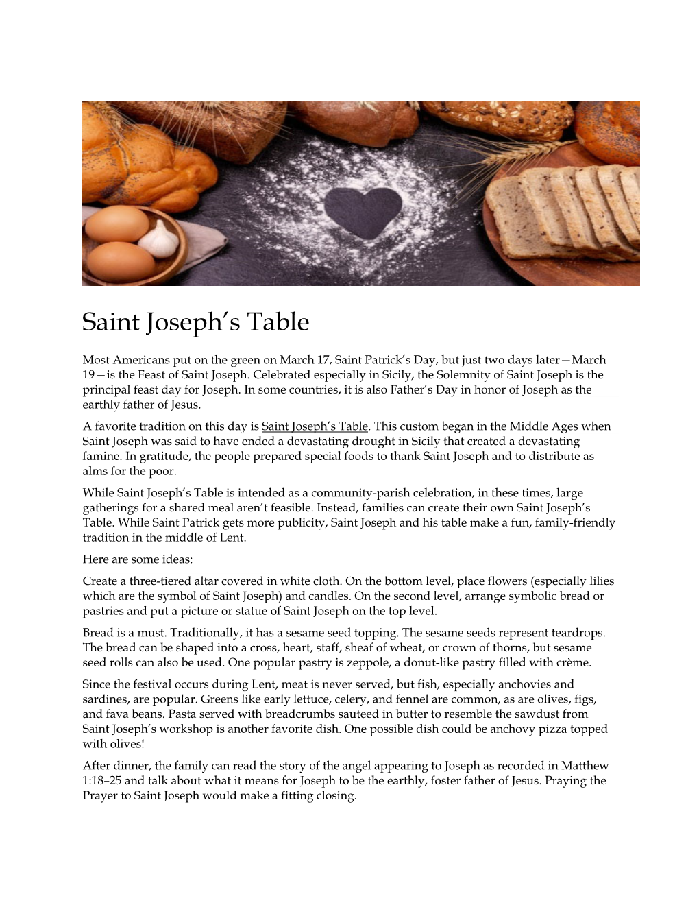 Saint Joseph's Table