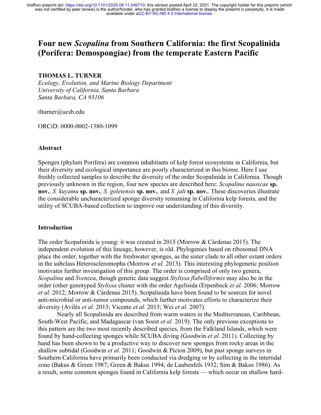 Porifera: Demospongiae) from the Temperate Eastern Pacific