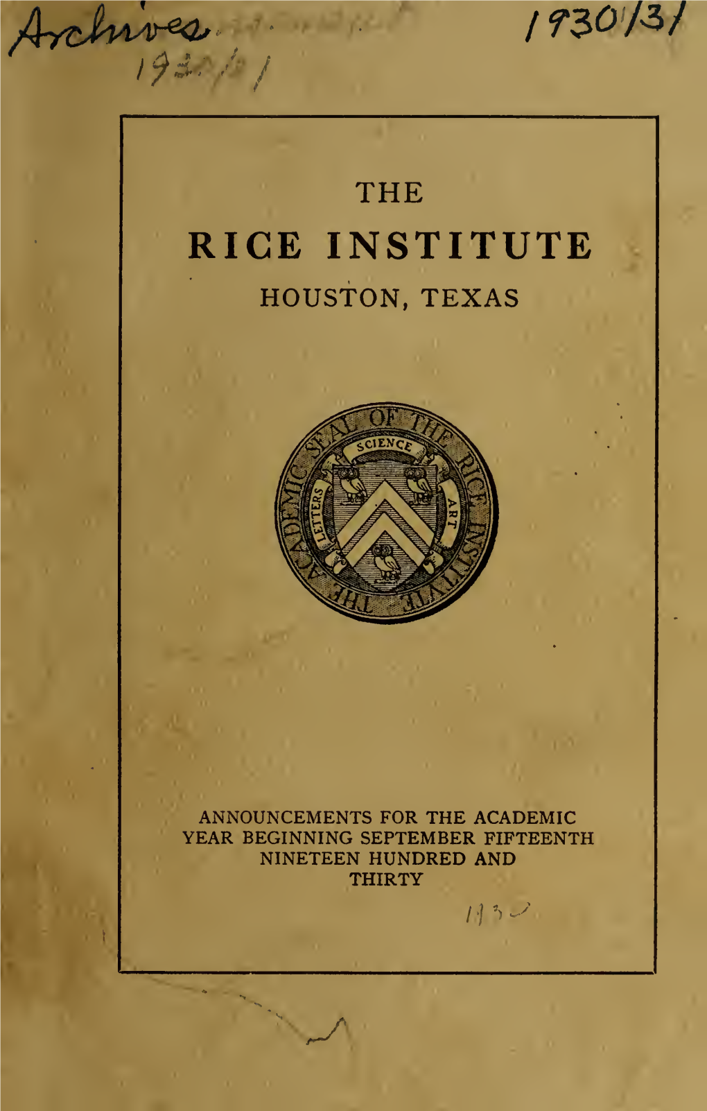 Rice University General Announcements