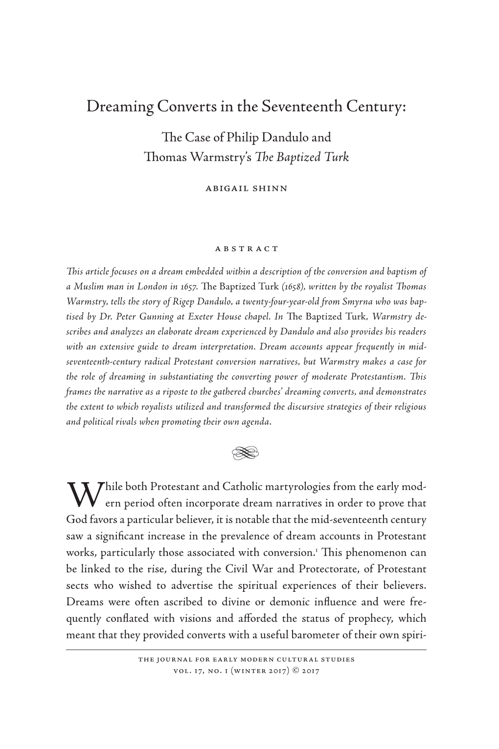 Dreaming Converts in the Seventeenth Century