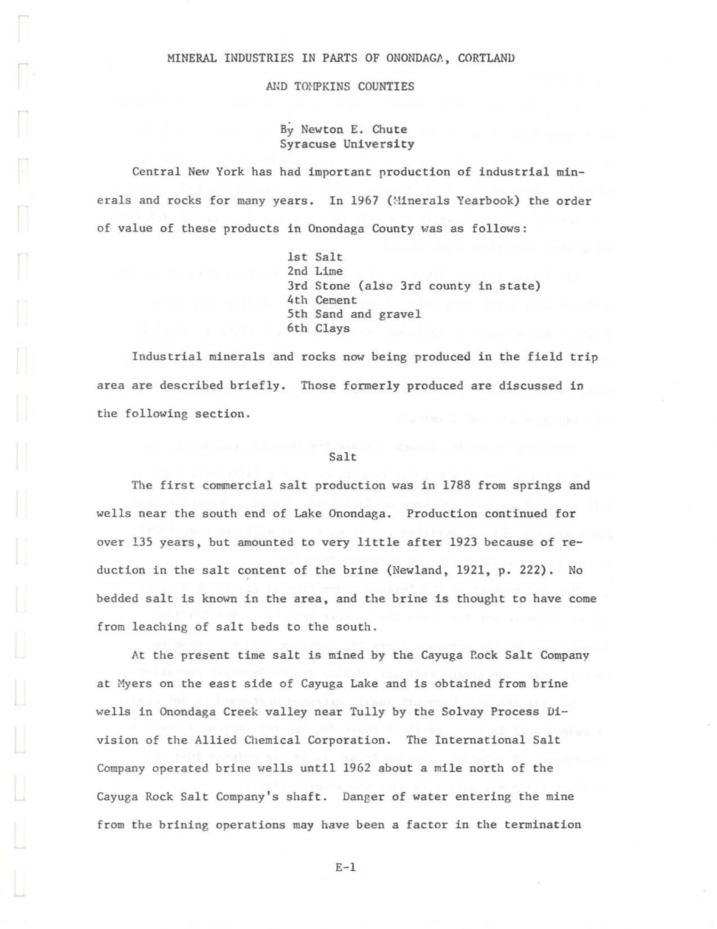 CORTLAND and TONPKINS COUNTIES by Newton E. Chute