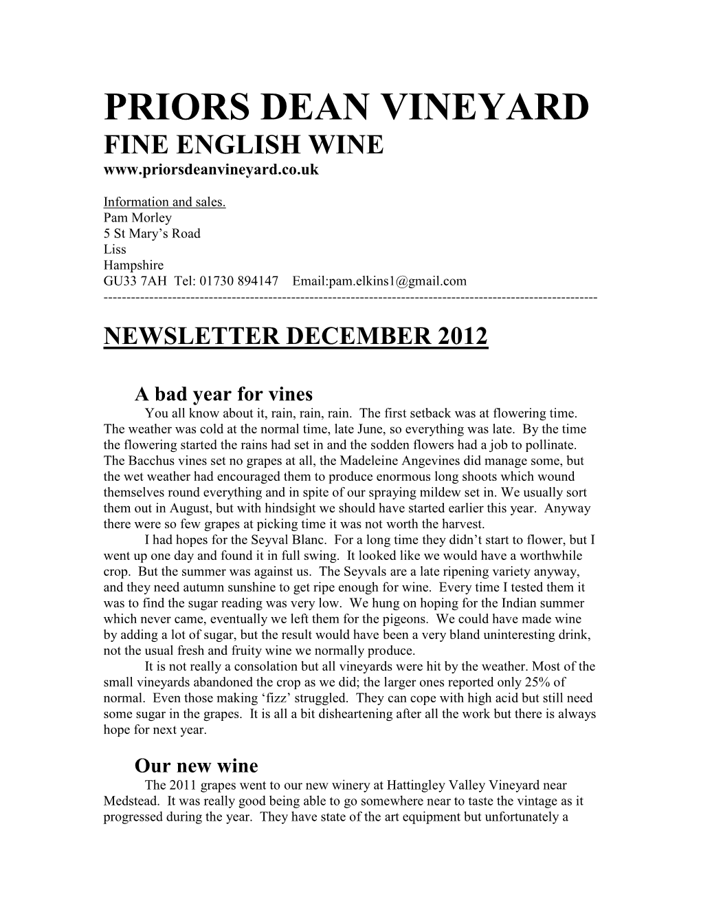 Priors Dean Vineyard Fine English Wine