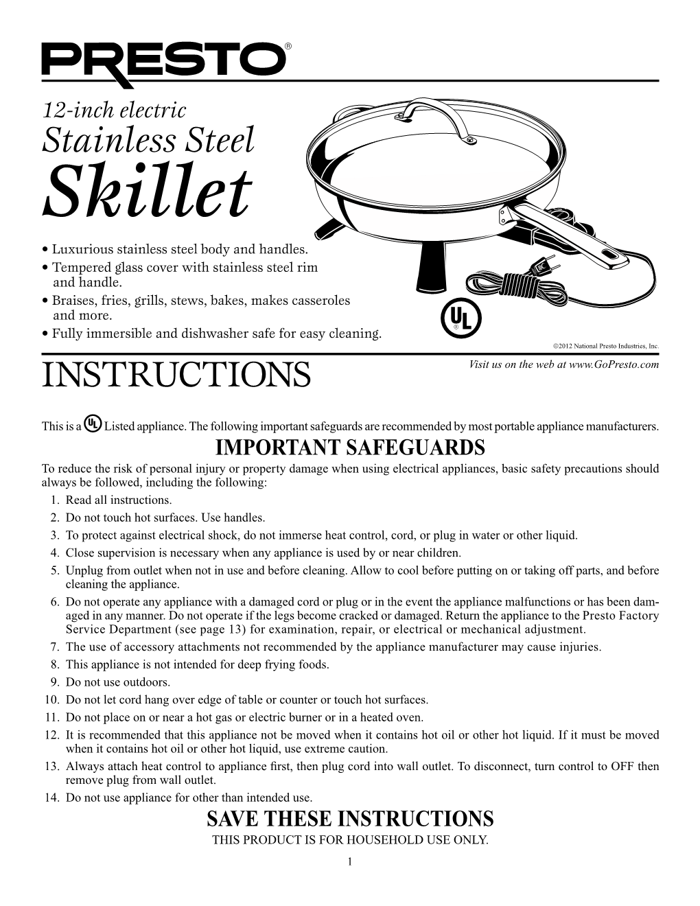 Stainless Steel Skillet • Luxurious Stainless Steel Body and Handles