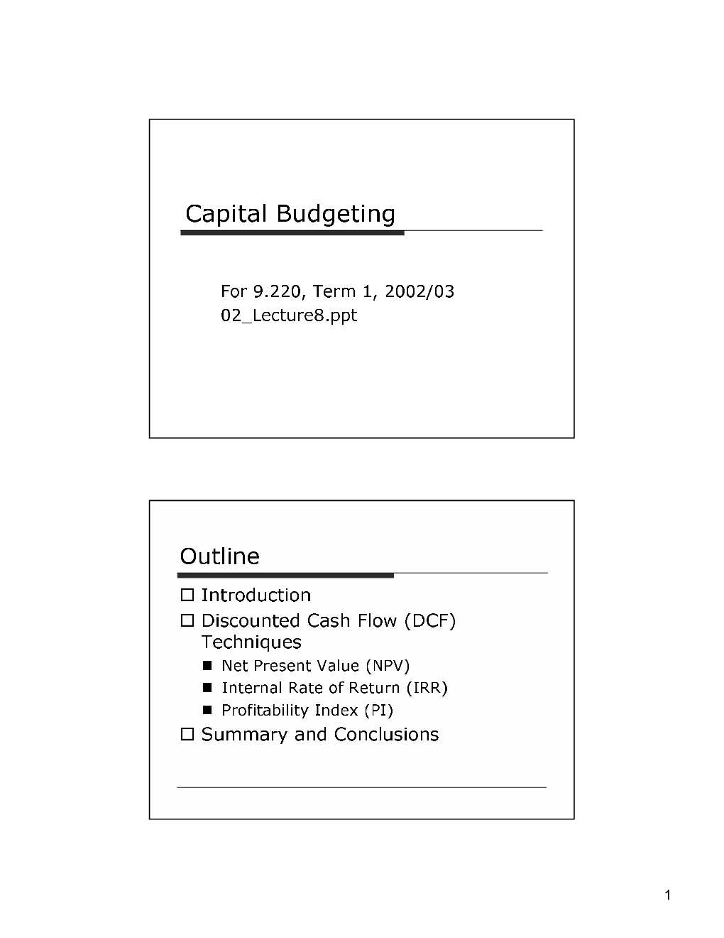 Capital Budgeting