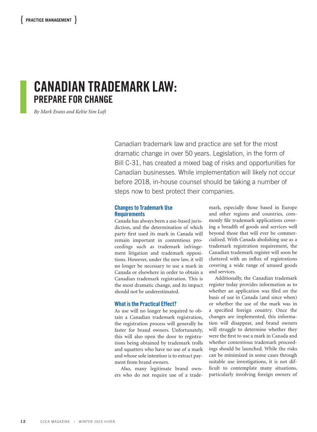 Canadian Trademark Law