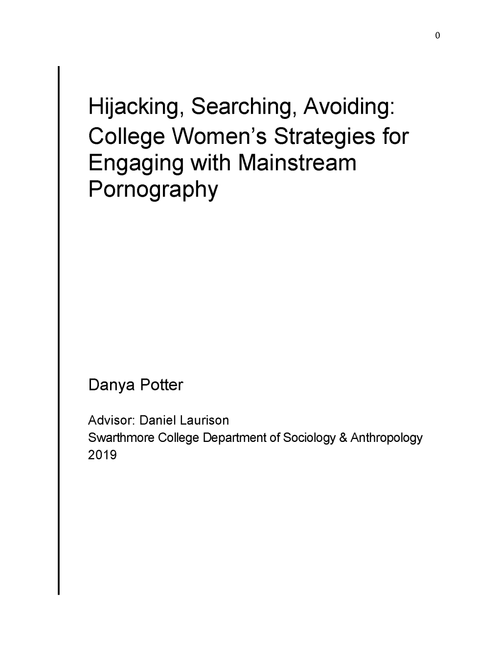 Hijacking, Searching, Avoiding: College Women's Strategies for Engaging with Mainstream Pornography