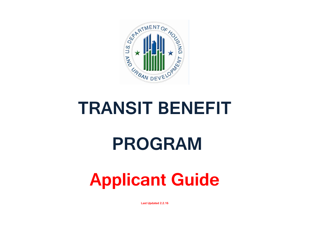 TRANSIT BENEFIT PROGRAM Applicant Guide