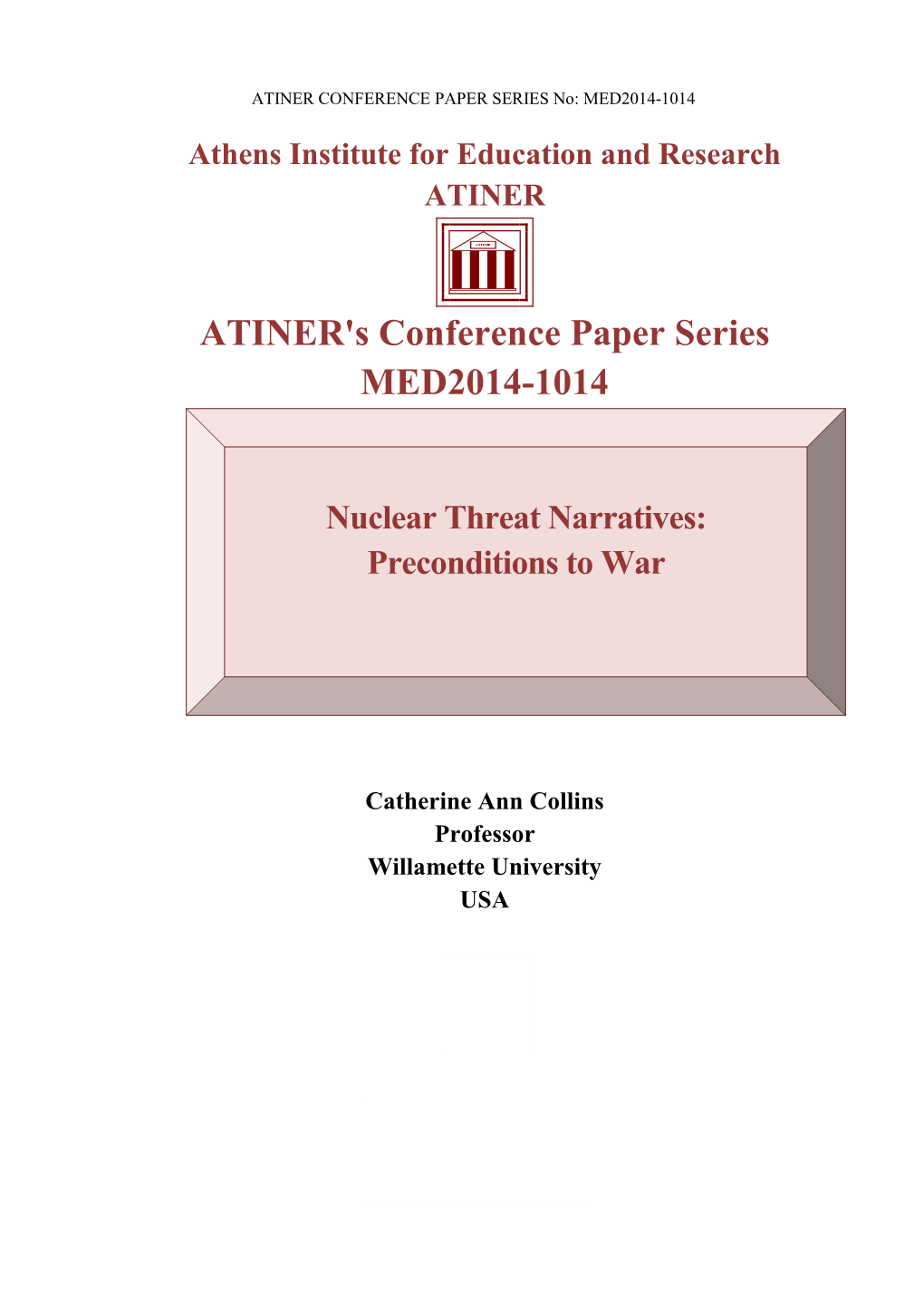 ATINER's Conference Paper Series MED2014-1014