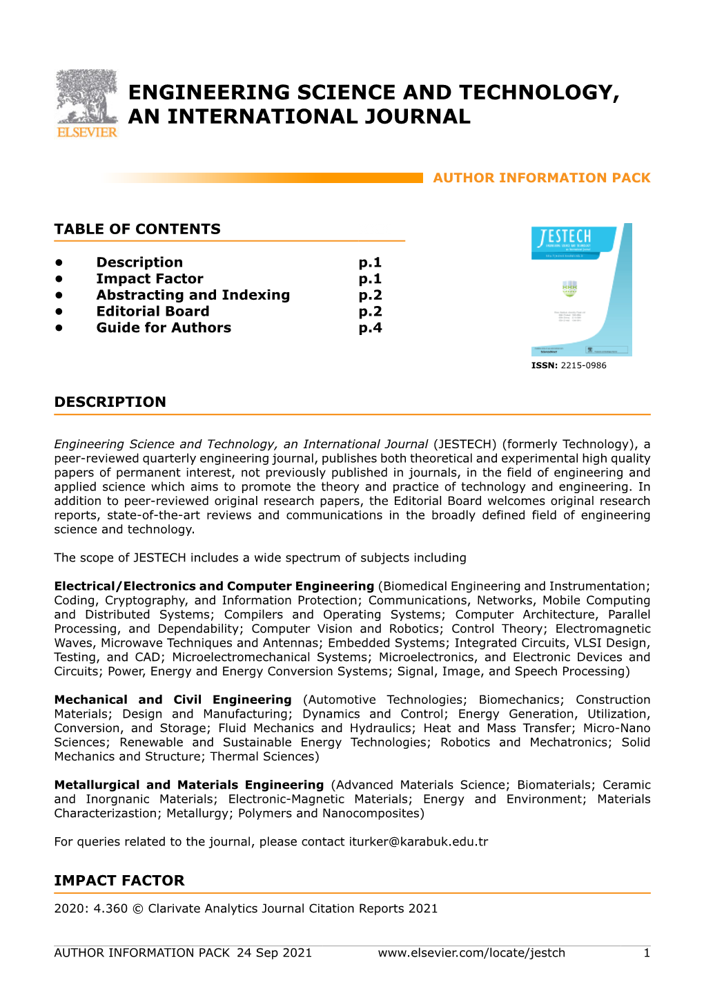 Engineering Science and Technology, an International Journal