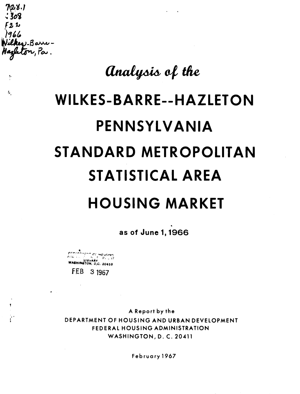 Analysis of the Wilkes Barre Hazleton Pennsylvania