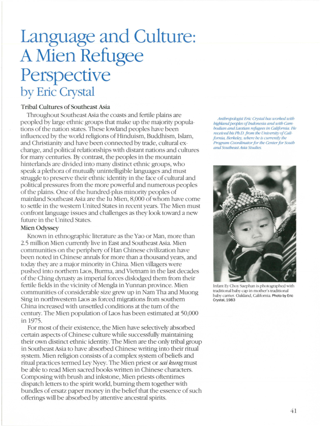 Language and Culture: a Mien Refugee Perspective