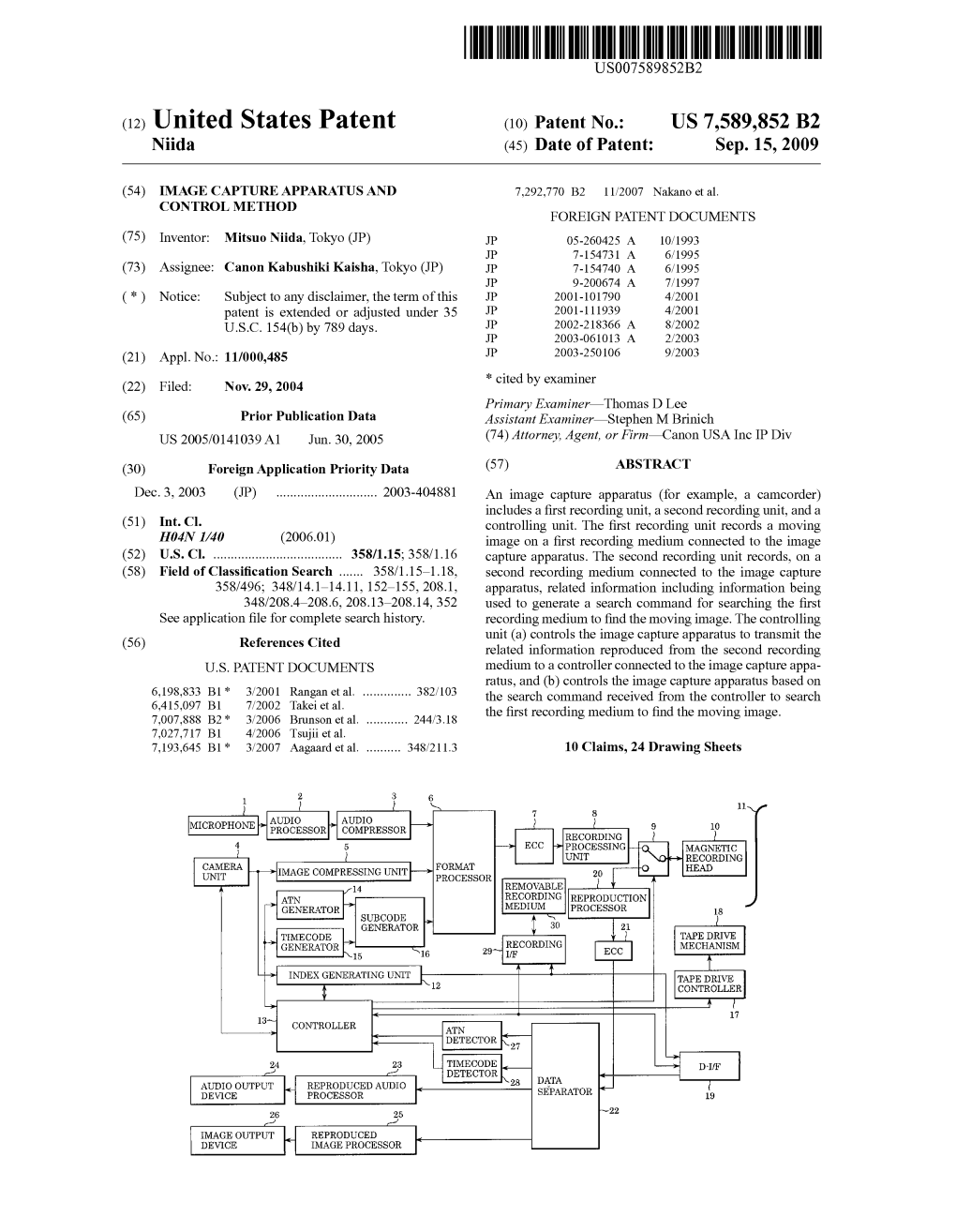 (12) United States Patent (10) Patent No.: US 7,589,852 B2 Niida (45) Date of Patent: Sep