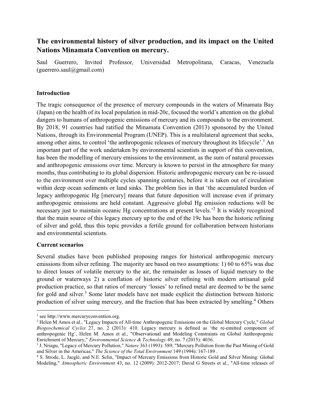 The Environmental History of Silver Production, and Its Impact on the United Nations Minamata Convention on Mercury