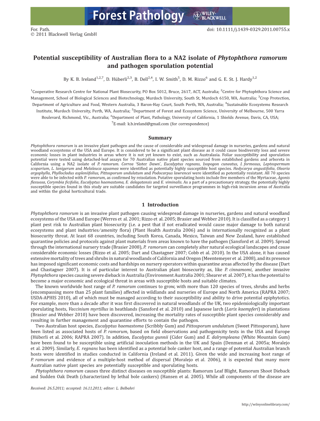 Phytophthora Ramorum and Pathogen Sporulation Potential