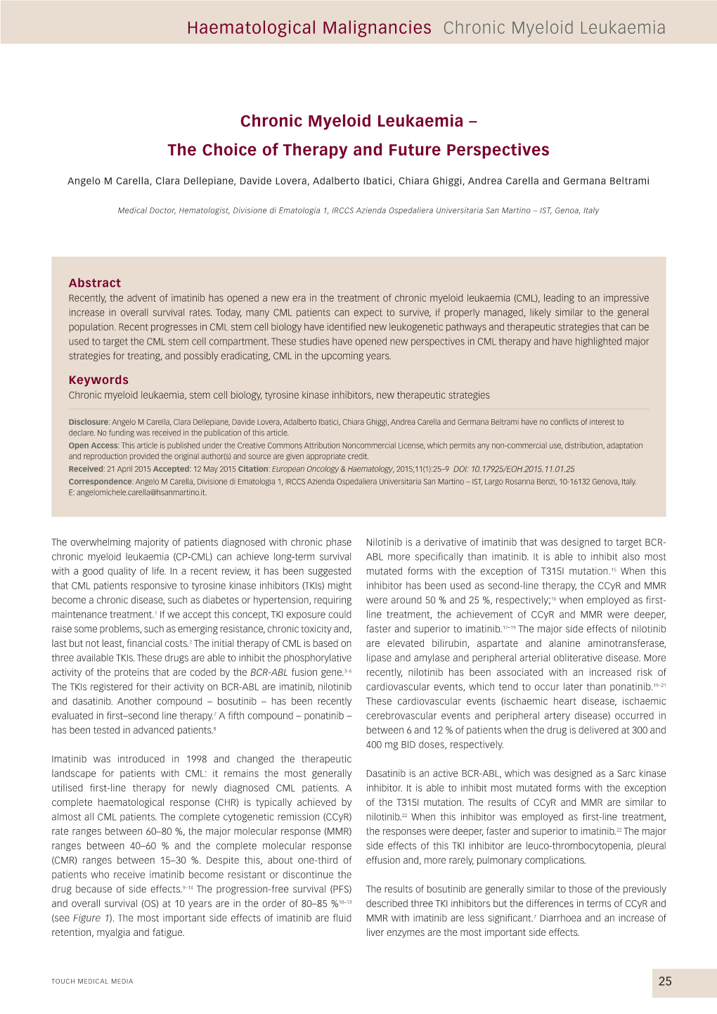 Haematological Malignancies Chronic Myeloid Leukaemia