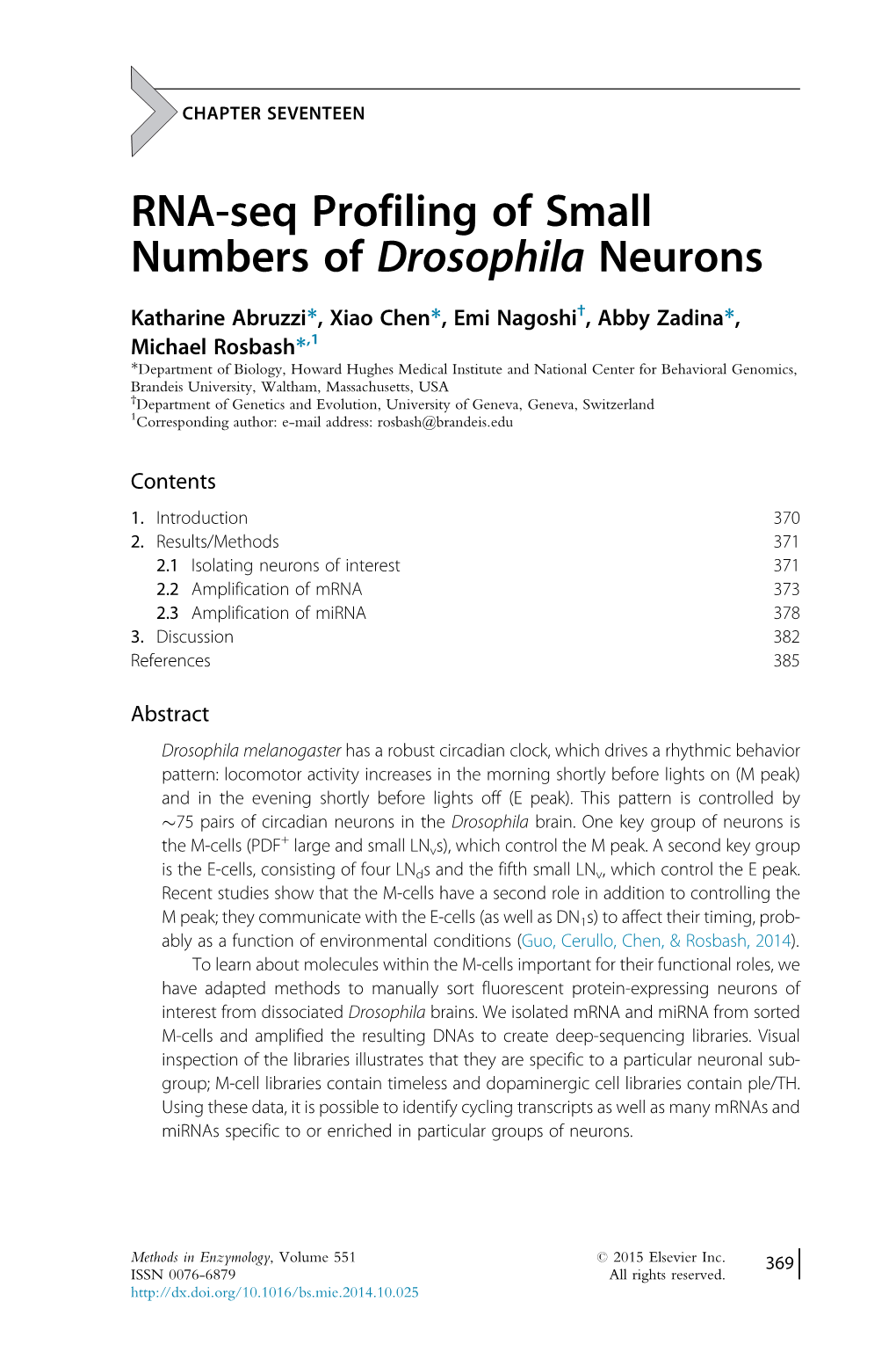 RNA-Seq Profiling of Small Numbers of Drosophila Neurons