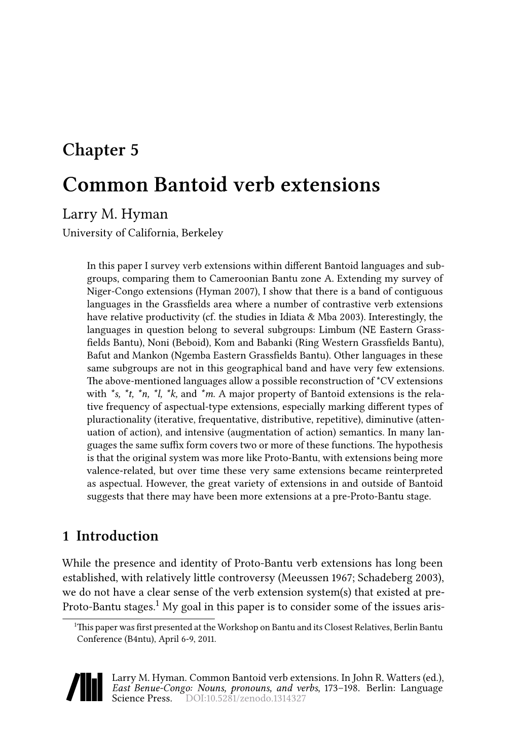 Chapter 5 Common Bantoid Verb Extensions Larry M