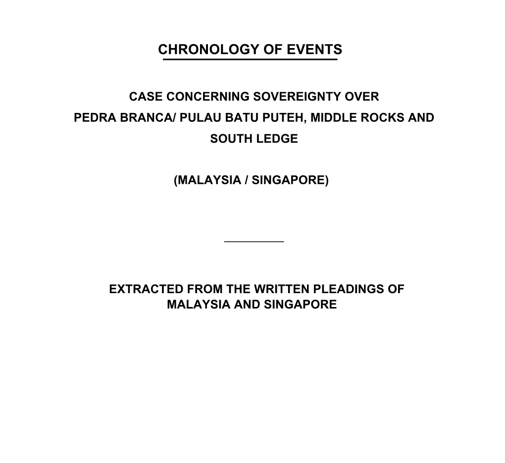 Chronology of Events