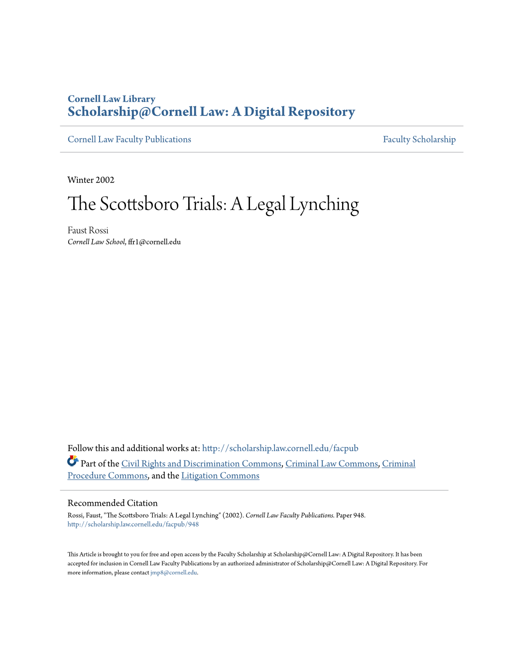 The Scottsboro Trials: a Legal Lynching