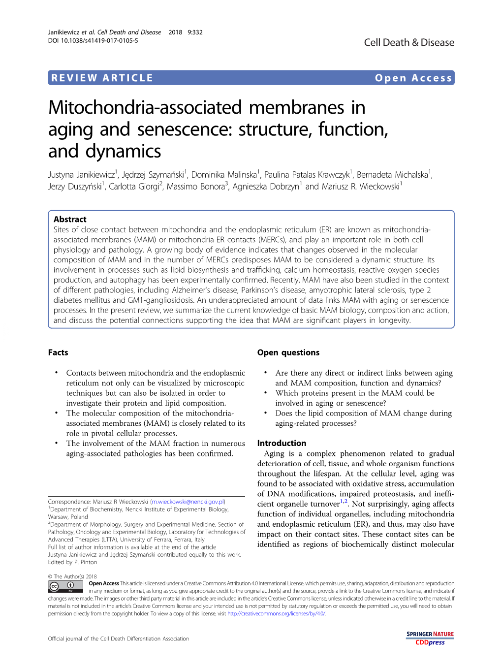 Mitochondria-Associated Membranes in Aging and Senescence: Structure, Function, and Dynamics