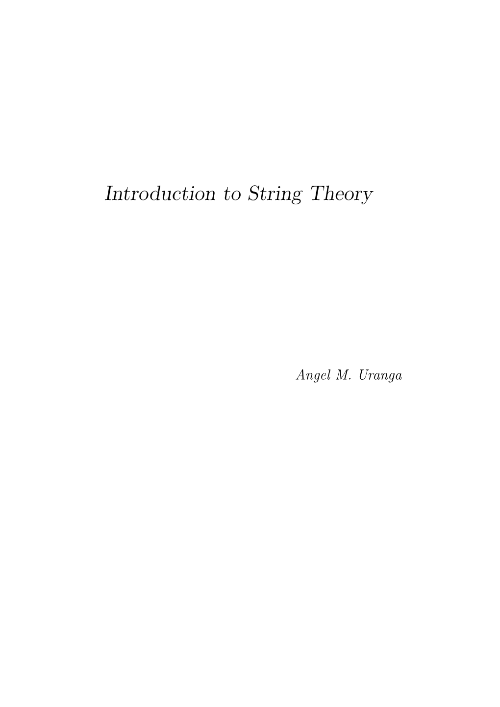 Introduction to String Theory