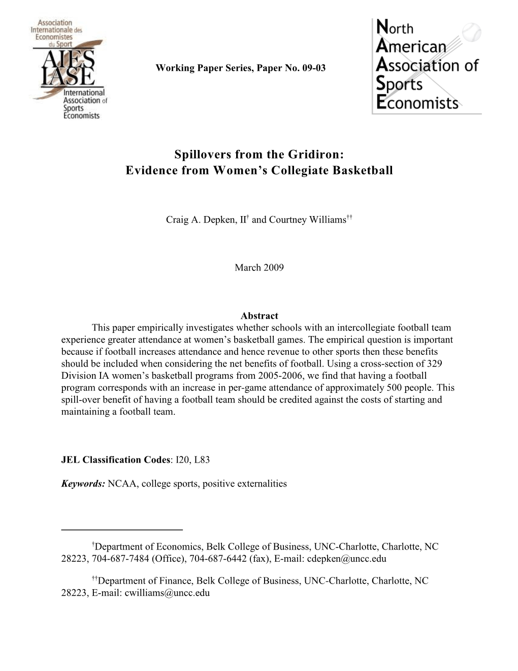 Evidence from Women's Collegiate Basketball