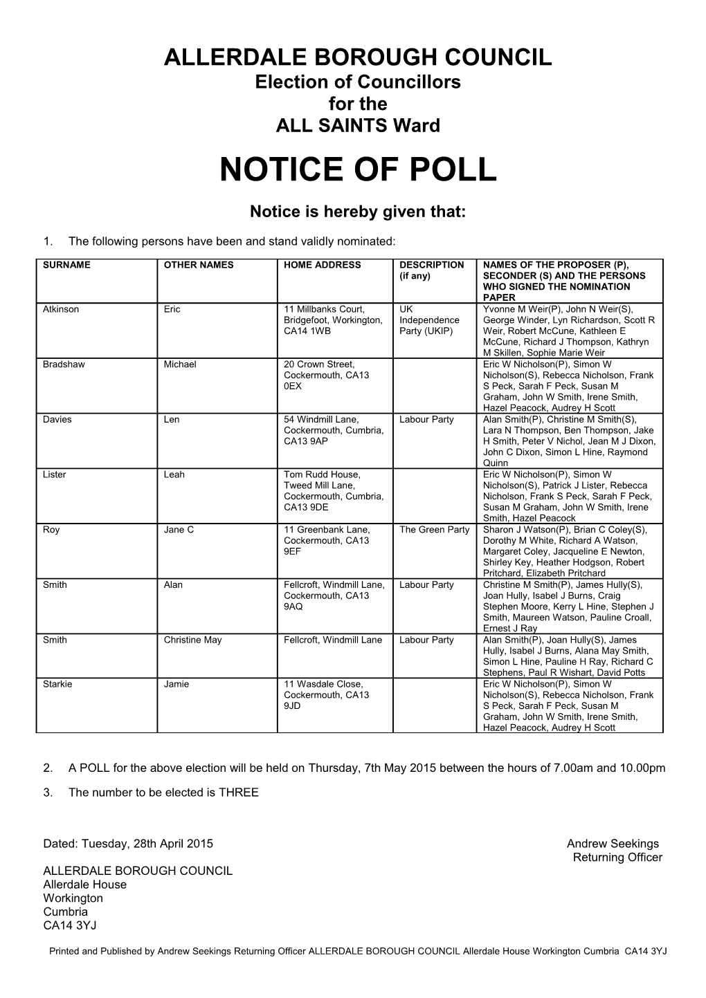 Notice of Poll s1