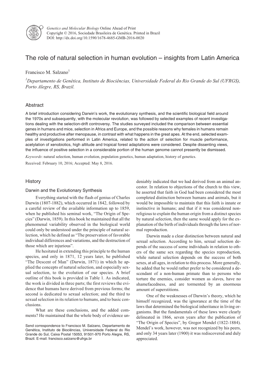 The Role of Natural Selection in Human Evolution–Insights from Latin America