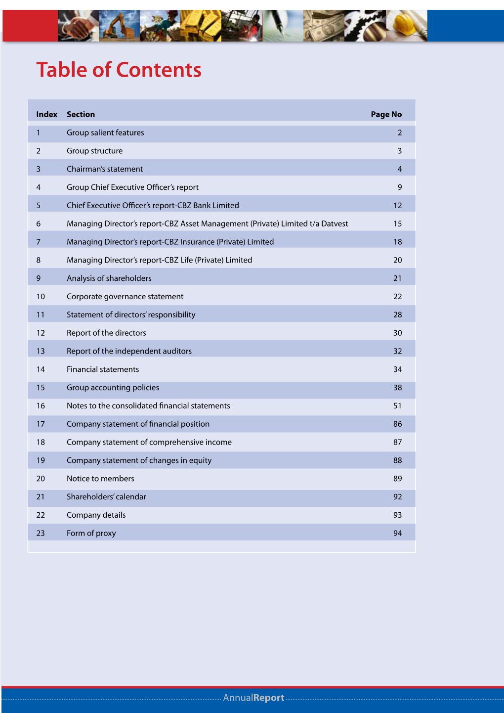 Table of Contents