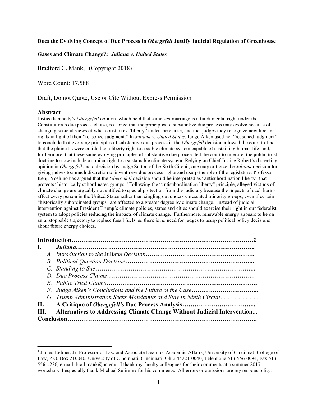 Does the Evolving Concept of Due Process in Obergefell Justify Judicial Regulation of Greenhouse