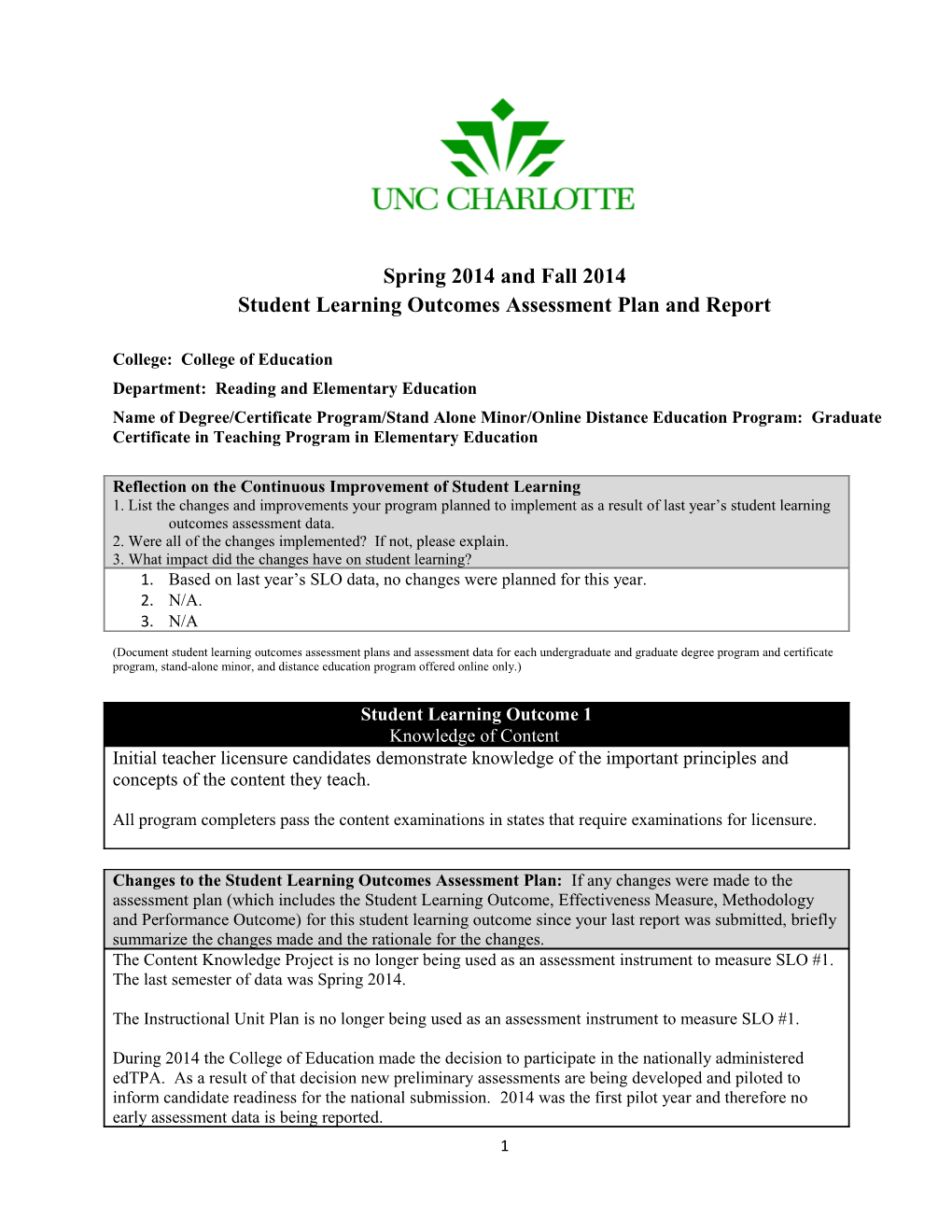 Student Learning Outcomes Assessment Plan and Report s1