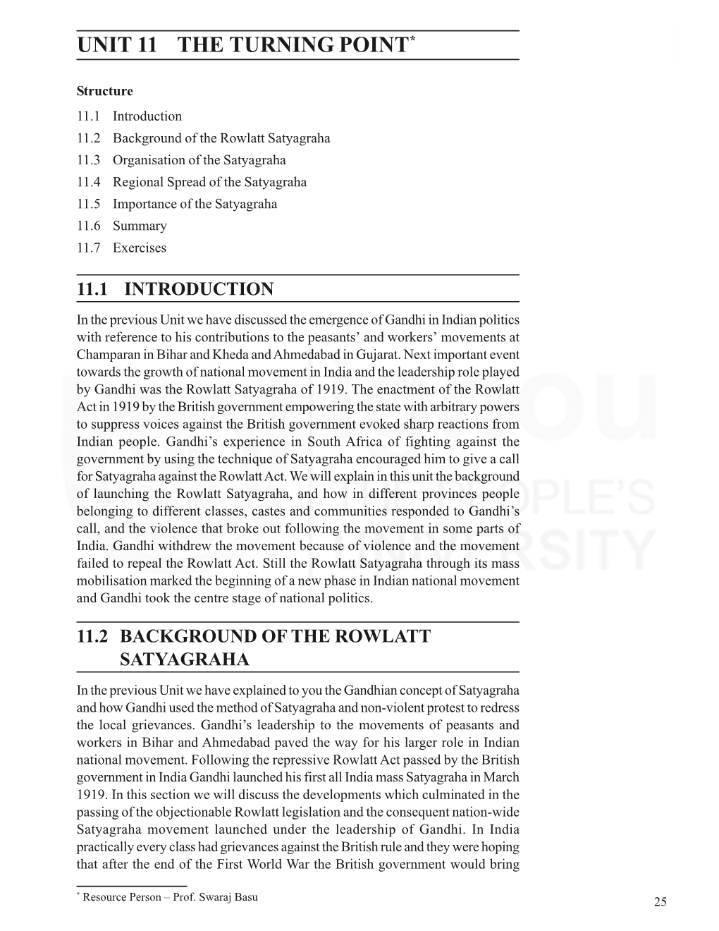 UNIT 11 the TURNING POINT* Emergence of Gandhi