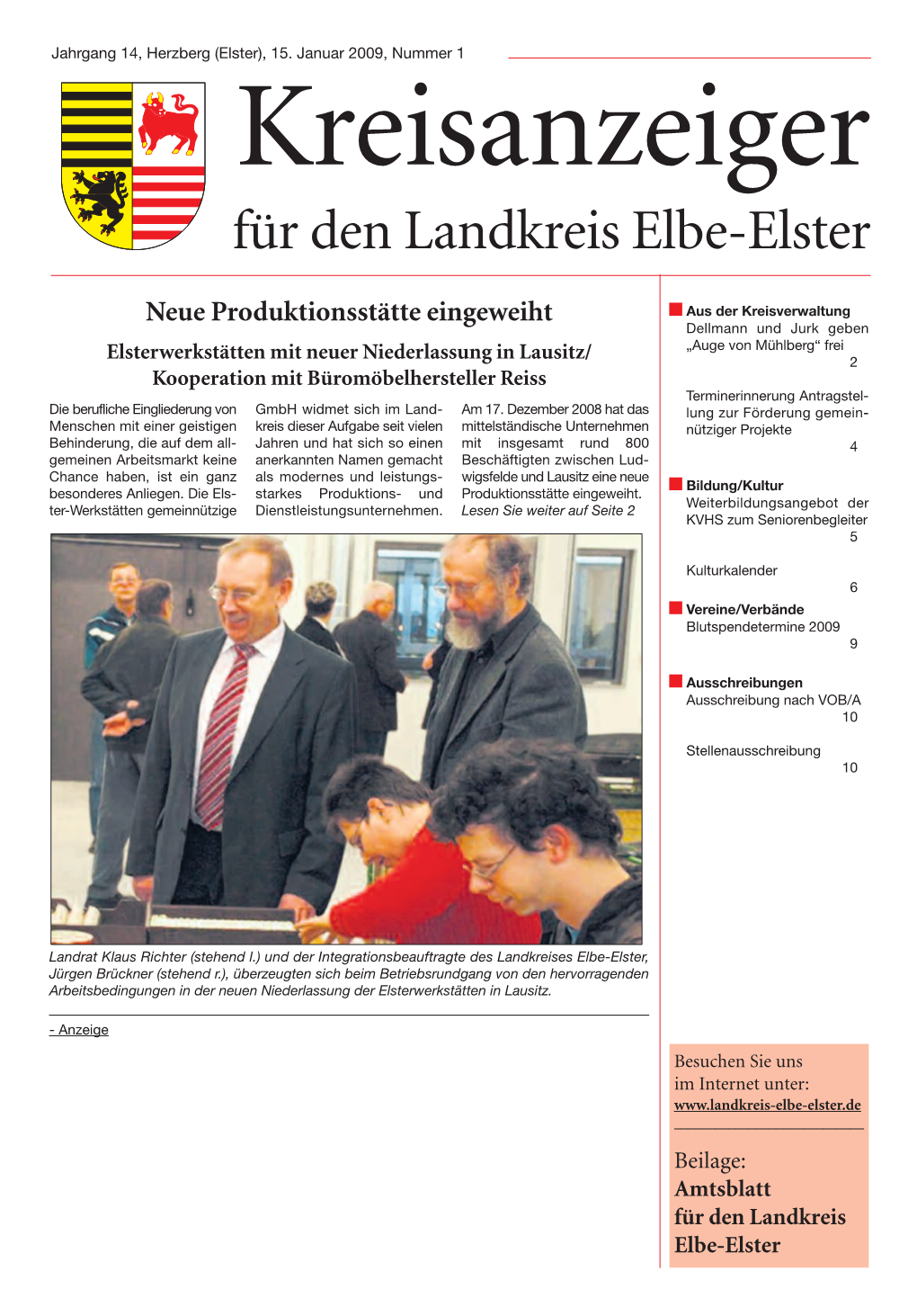 Amtsblatt Für Den Landkreis Elbe-Elster Neue Produktionsstätte