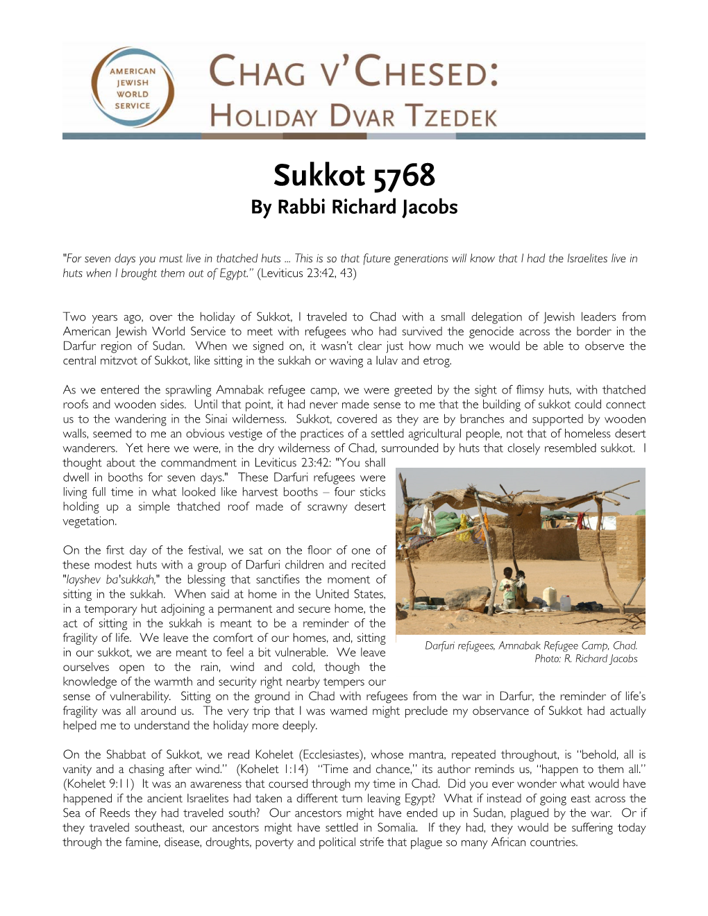 Sukkot 5768 by Rabbi Richard Jacobs