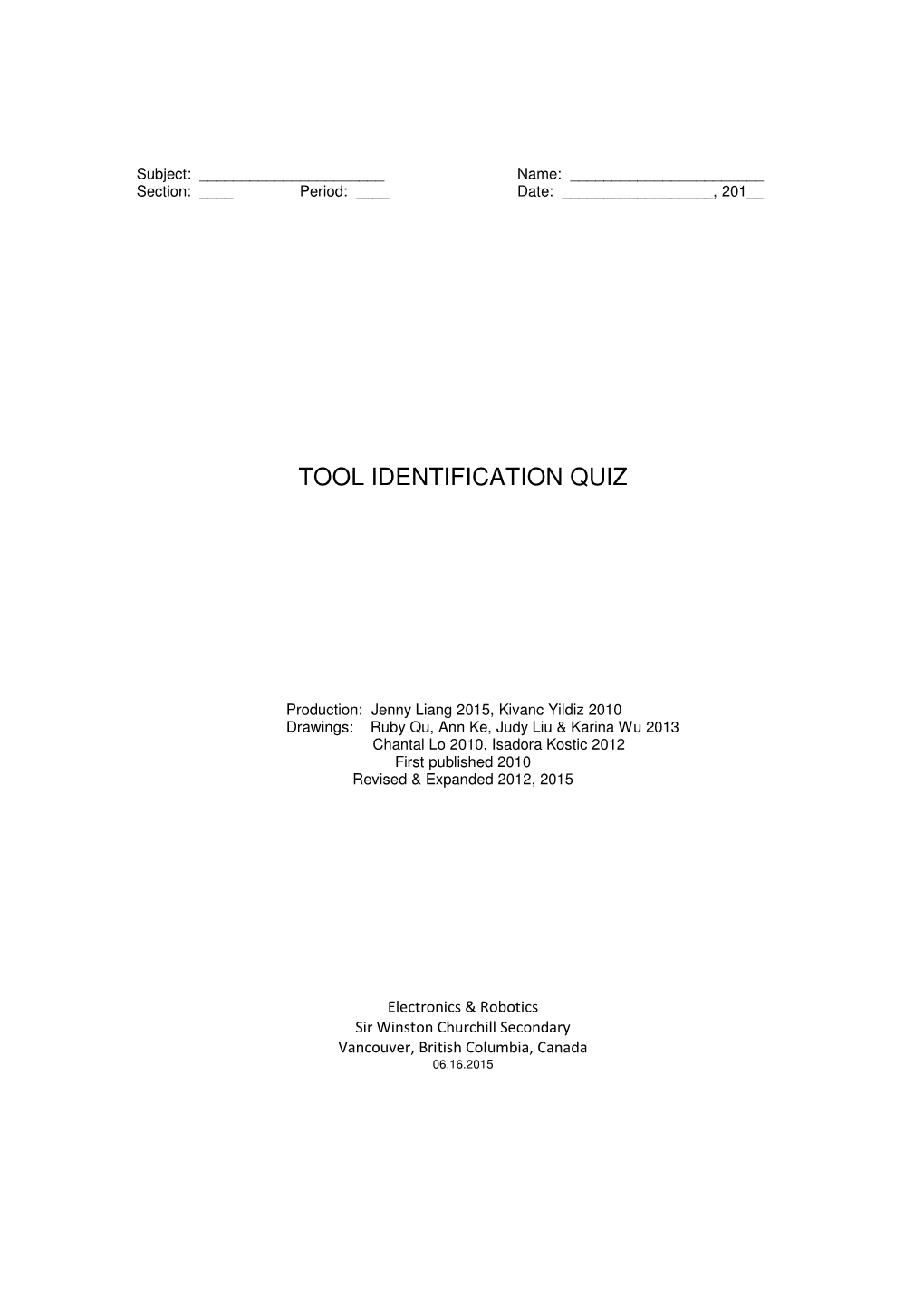 Tool Identification Quiz